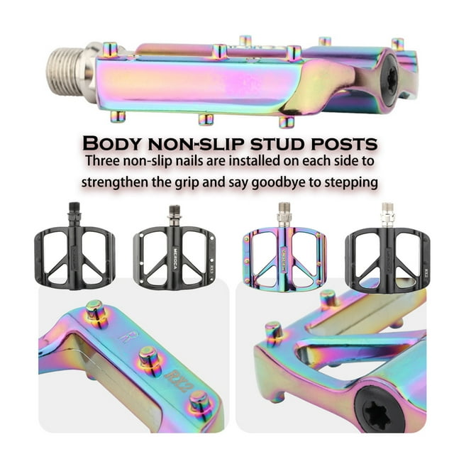 1 Paire Pied de Lit Scratch Structure Portante Plate-Forme Plate-Forme CNC Léger Vélo Pédale Résistance à l'Usure Pièces de Cyclisme Coloré Colorédu + 2 Roulements
