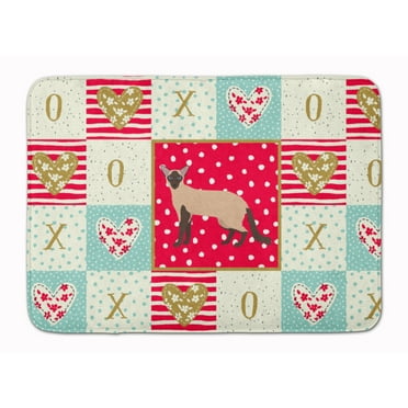 Colorpoint Longhair Cat Love Machine Washable Memory Foam Mat Red