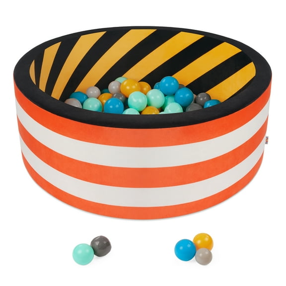 Battat Hop in Ball Pit Build City Foam Ball Pit with 65  Balls and Washable Cover, Toddler and Indoor Preschool Toys