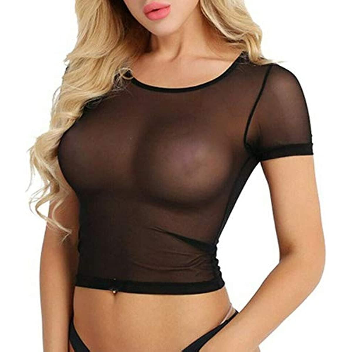 Fashion Women's Mesh Sheer Crop Top Vest T-Shirt Blouse Tee Tops -  Walmart.com
