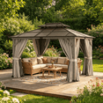 thumbnail image 3 of Clouddwell 12'*10' Wood Gazebo,with Double-Layer Galvanized Steel Roof,Suitable for Backyard,Desk,and Lawn, 3 of 9