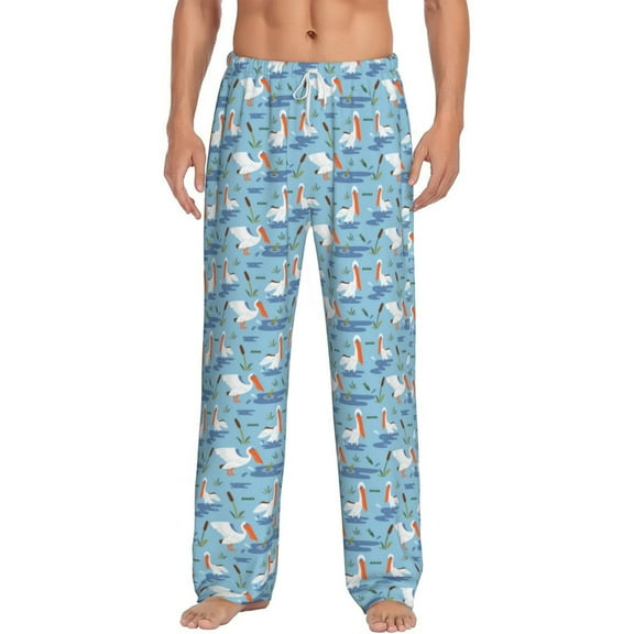 Daiia Pelican Reed And Fish Men's Sleep Pant with Pockets and Drawstring,Pajama Pants-Small