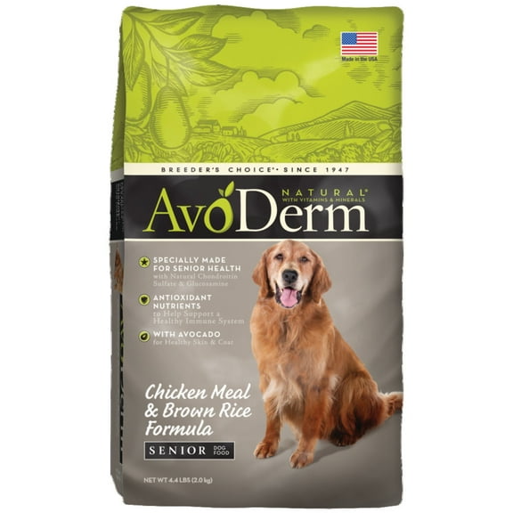 AvoDerm Natural Chicken Meal and Brown Rice Formula Senior Dog Food, 4.4-Pound