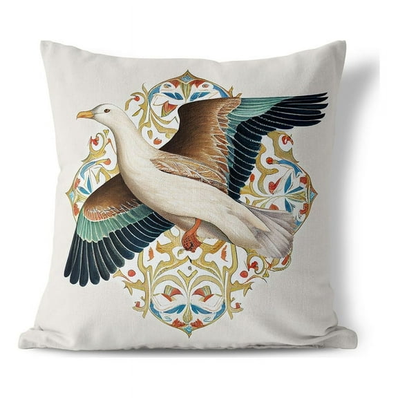 Albatros Floral Throw Pillow in Beige 16 x 16 with removable cover