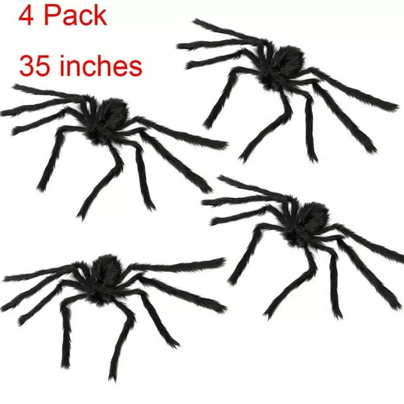 COSTYLE 4 Pack 35 inches Halloween Giant Spider for Haunted House Prop Outdoor Party Decoration