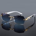 thumbnail image 2 of 2025 New Men's Frameless ThiCKEND PC Lens Metal Hinge Marble Pattern Sunscreen Fashion Glasses Trend Fashion Glasses, 2 of 12