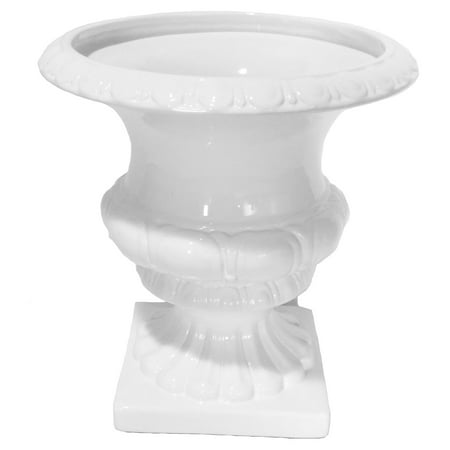 Footed Urn - Sagebrook Home White Footed Ceramic Urn