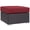 Red, variant on Bowery Hill Square Fabric and Rattan Patio Ottoman in Espresso/Mocha
