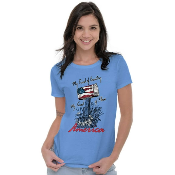 Americana Cute USA Patriotic Garden Women's T Shirt Ladies Tee Brisco Brands L