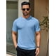thumbnail image 2 of Camiseta COOFANDY de punto casual de manga corta para hombre, azul claro, 2 of 9