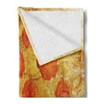 thumbnail image 2 of Burnt Orange Soft Flannel Fleece Throw Blanket, Vintage Rose Flower Pattern Grubby Paint Texture Grunge Rusty Effects Image, Cozy Plush for Indoor and Outdoor Use, 50" x 60", Orange Tan, by Ambesonne, 2 of 5