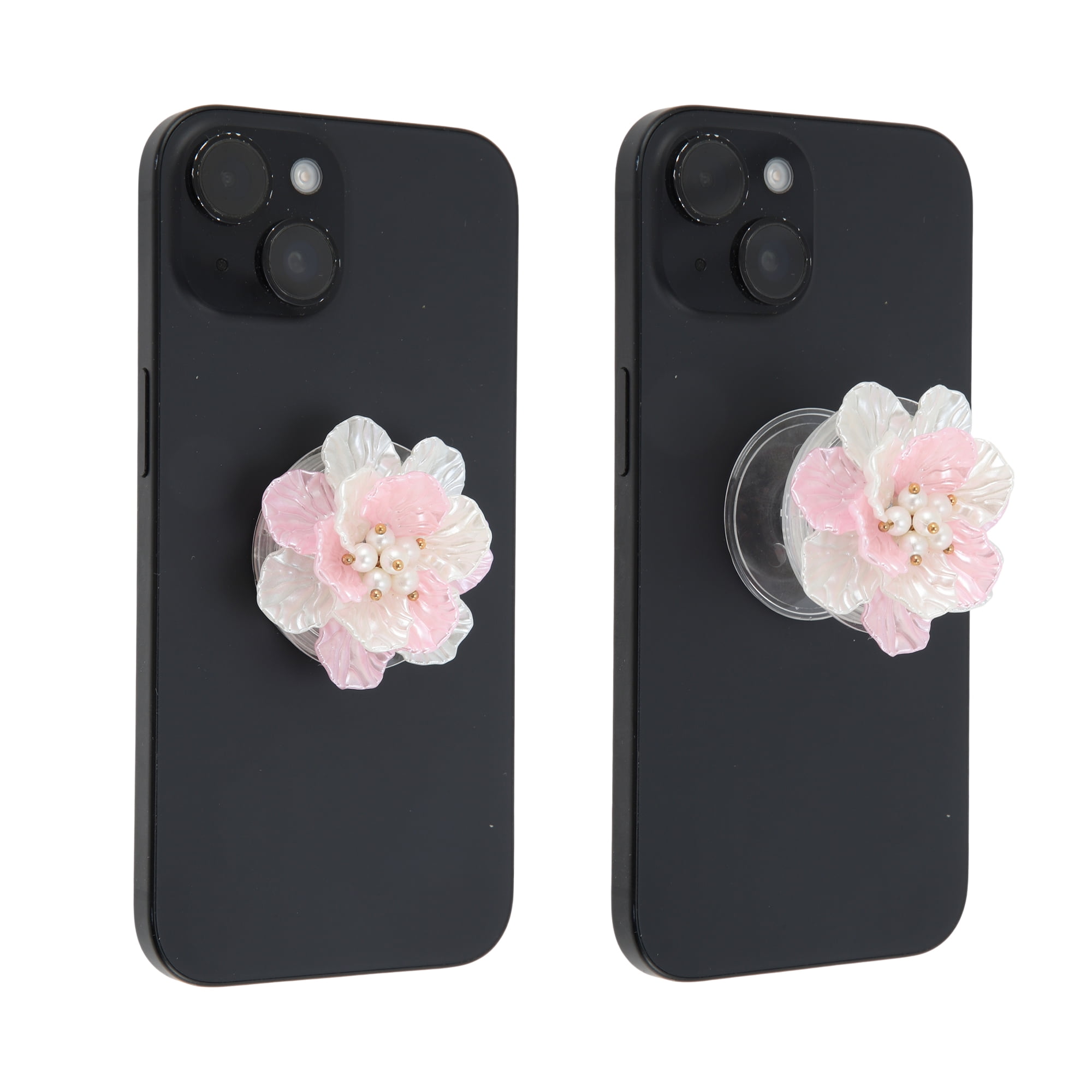 Unique Bargains Shell Flower Phone Grip 1 Pc Pink White