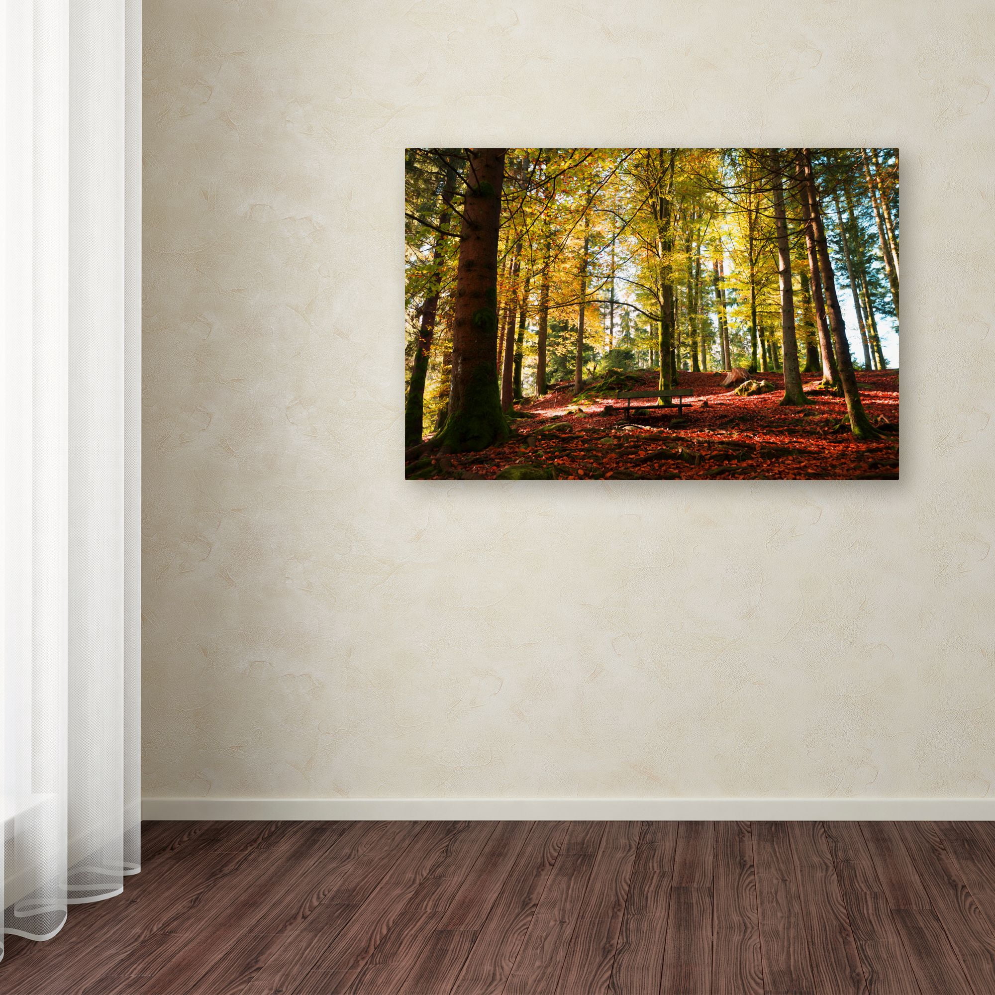 Trademark Fine Art "The Autumn Bench" Canvas Art by Philippe Sainte-Laudy