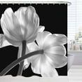 thumbnail image 1 of Black Flower Bathroom Shower Curtains, Modern Decorative Fabric Cloth Shower Curtain Black and White, Unique Floral Art Print Design Bath Shower Curtain Set with 12 Hooks,72 x 72 Inch, 1 of 5