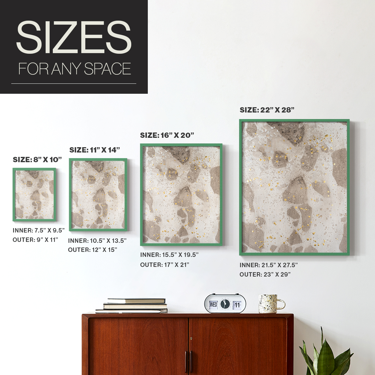 Chordata I Framed Print in Green Solid Wood Framed Print No Nail Hanging