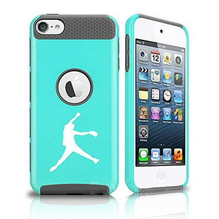 Apple iPod Touch 5th / 6th Shockproof Impact Hard Soft Case Cover Female Softball Pitcher