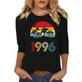 thumbnail image 2 of HOMBOM Tops for Women Summer T-Shirts Graphic 3/4 Sleeve Black Crew Neck Retro 1996 Print Ladies Graphic Tees, 2 of 4