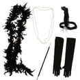 thumbnail image 2 of 5 Unidades Conjunto de Vestuario para Década de 1920 Great Diadema Boa de Plumas Negro Soledad Disfraces de fiesta de Charleston, 2 of 10