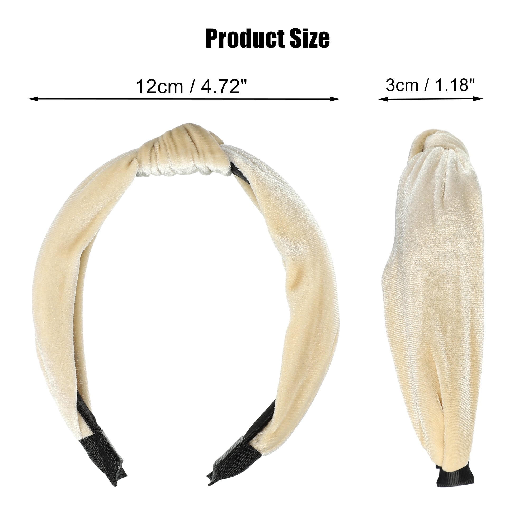 Unique Bargains Velvet Knotted Headbands Hairband for Women 1.2 Inch Wide Beige
