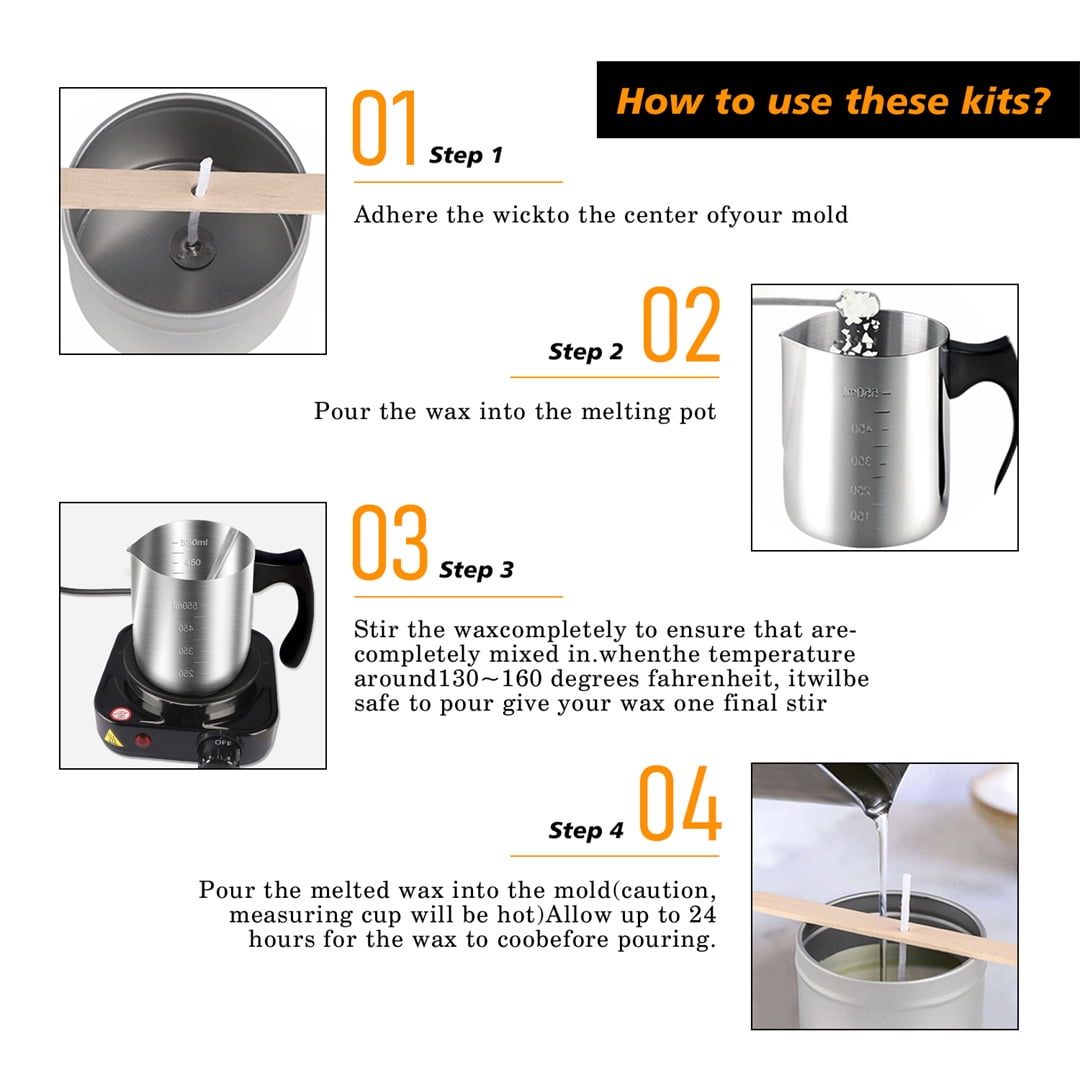 Candle Making Kit with Wax Melter, Include 2 lbs Soy Wax, Melting Pot, Electric Stove, Thermometer, Stirring Stick, Stickers, Cotton Wicks, Wick Adhesive Paper. Ideal for Beginners and Adults DIY Cra