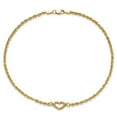 thumbnail image 4 of 14k Yellow Gold Anklet 10 inch mm Diamond-cut Open Heart Rope, 4 of 6