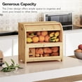 thumbnail image 4 of Bread Box, Bamboo Bread Box for Kitchen Countertop, 2 Tier Roll-Top Bread Bin, Food Storage Box, Large Capacity Keeper, Wooden Storage Cabinet, for Kitchen, Dining Room, Natural, 4 of 9