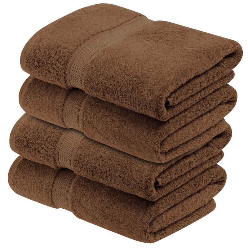 Superior 800 GSM Egyptian Cotton Heavyweight Bath Towel Set of 4, Chocolate
