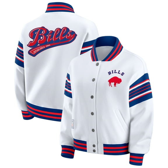 Women's WEAR by Erin Andrews White Buffalo Bills Plus Size Full-Snap Fleece Sweatshirt Jacket