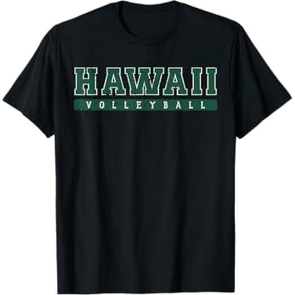 Hawaii Volleyball Green Vintage Text T-Shirt