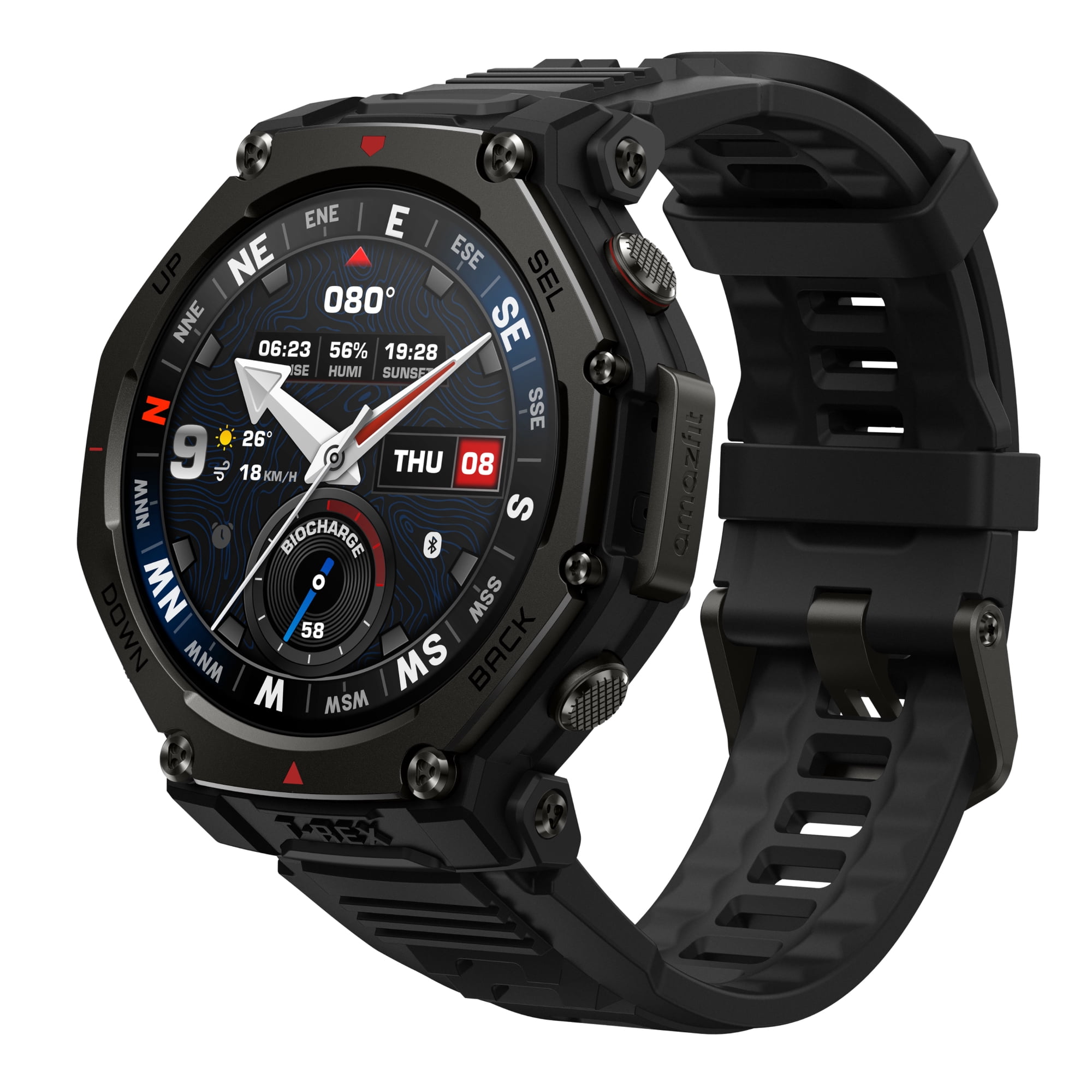 Amazfit T-Rex 3 Pro Outdoor Smart Watch 48mm Sapphire AMOLED Display, Ti Bezel, Dual Band GPS, Offline Maps, 25 Days Battery, Built-in Flashlight, 10 ATM, 180+ Sports Mode for Android & iPhone, Black