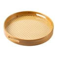 thumbnail image 2 of simhoa Bamboo Serving Tray with Handles Dinner Tray for Living Room Home Countertop Diameter 35cm, 2 of 8
