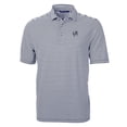 thumbnail image 2 of Men's Cutter & Buck Navy New York Yankees Virtue Eco Pique Stripe Recycled Polo, 2 of 3