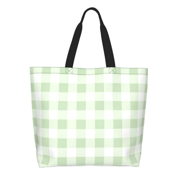 Disketp Pistachio Green Checkboard Bolsa Tote Estampada para Mujer, Bolso de Hombro y de Mano para Compras y Viajes