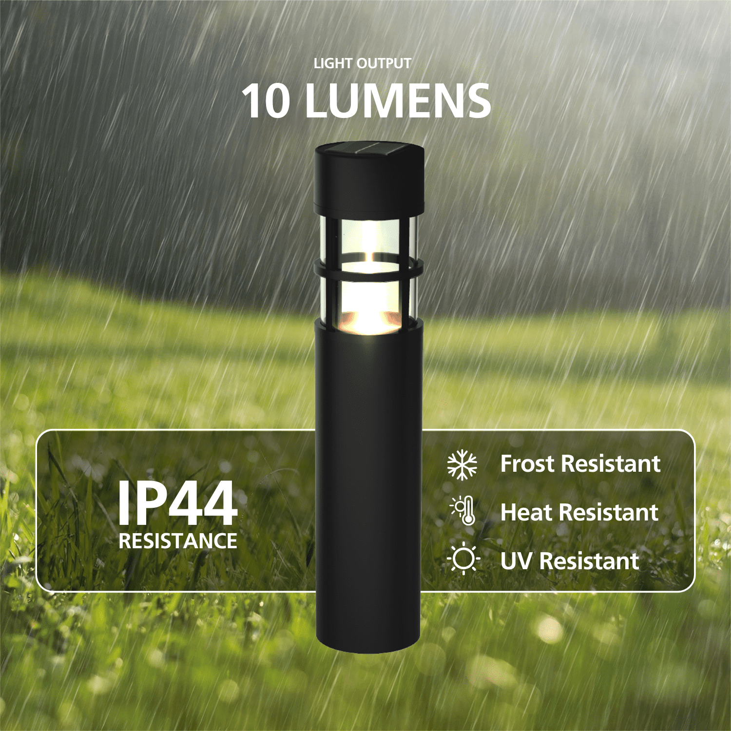 (2 pack) Mainstays Solar Powered Black Bollard Landscape Path Light, 10 Lumens (6 Count)