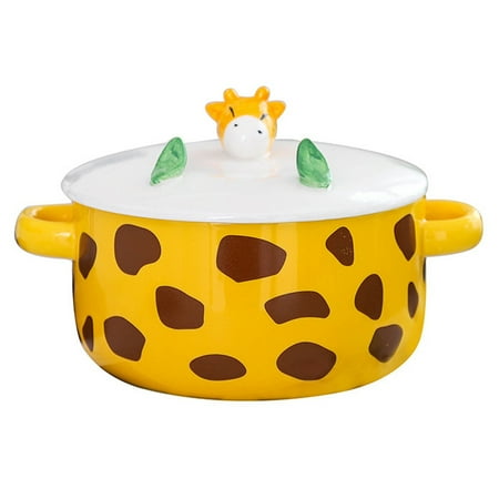 

WELPET Cute Animal Ceramic Lunch Box Microwave Oven Lunch Bowl Household Bowl 2 Ear Hot Proof Noodles Bowl A