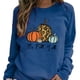 thumbnail image 1 of Top De Mujer De Halloween Jersey Con Estampado De Calabaza Sudadera De Manga Larga De Otoño Halloween Women Pullover Cute Pumpkin Print Sweatshirt Cuello Redondo Manga Larga ANGGREK XL Azul, 1 of 5
