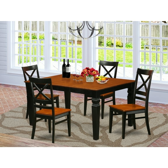 East West Furniture Weston 5-piece Wood Table and Kitchen Chair Set in Cherry