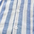 thumbnail image 5 of Qwertyu Men's Linen Shirts Short Sleeve Striped Casual Shirts Button Down Shirt Hawaiian Beach Summer Shirt Light Blue 2XL, 5 of 7