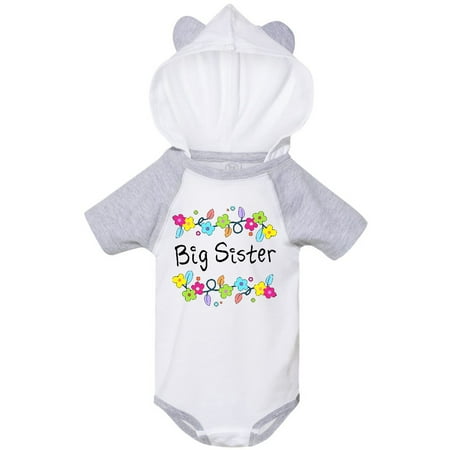 

Inktastic Big Sister - bright flowers Gift Baby Girl Bodysuit