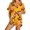 Yellow, variant on Gunia Women Halloween Pajamas 2 Piece Cozy Button Up Short Sleeve Tops And Shorts Pjs Jammies Orange L