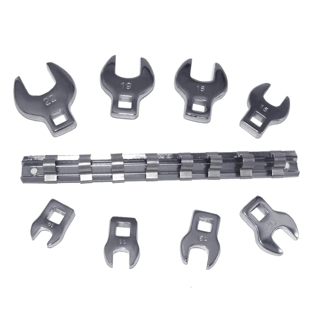 CEORPER 3/8 Inch Drive Crowfoot Wrench Set SAE Size10/11/13/14/15/18/19/22mm 8 Pieces