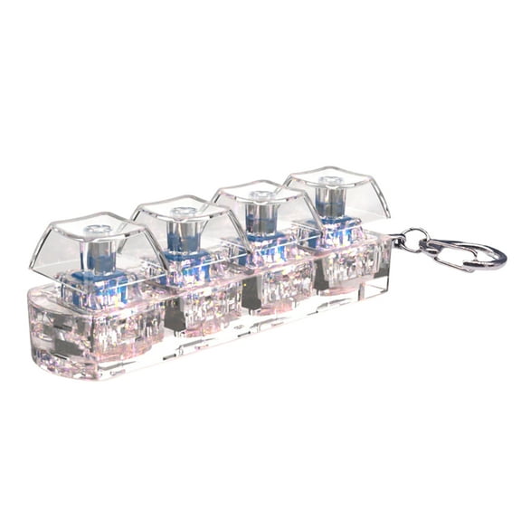 lixuesong 1PC 4-Key LED Light Keyboard Clicks Toy Keycap Tester For Stress Relief And Sensory Play Keychain
