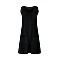 thumbnail image 2 of Women Sleeveless V Neck Dresses with Pockets Black XL, 2 of 5