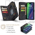 thumbnail image 3 of For iPhone 15 Wallet Case,iPhone 15 Zipper Folio Leather Case Wallet with Card Holder Strap Wristlet Detachable Magnetic Protective Back Case for iPhone 15 5G 6.1 Inch, 3 of 7