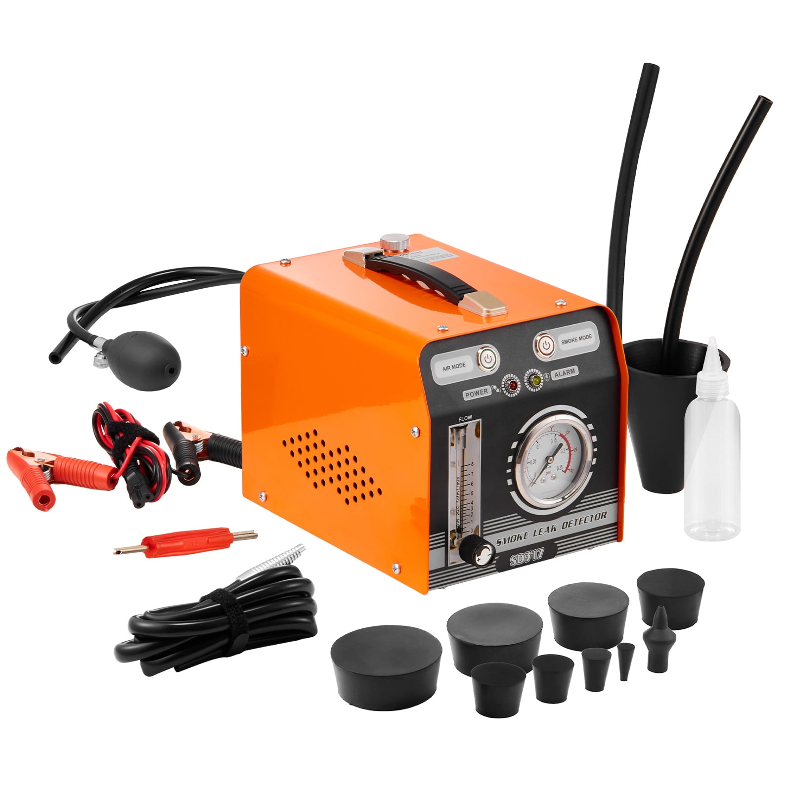 KFFKFF Car Smoke Machine for Leak Detection, Includes Integrated Air Pump, Pressure and Flow Meters, Versatile Dual-Mode System for Checking Vacuum and Fuel Lines