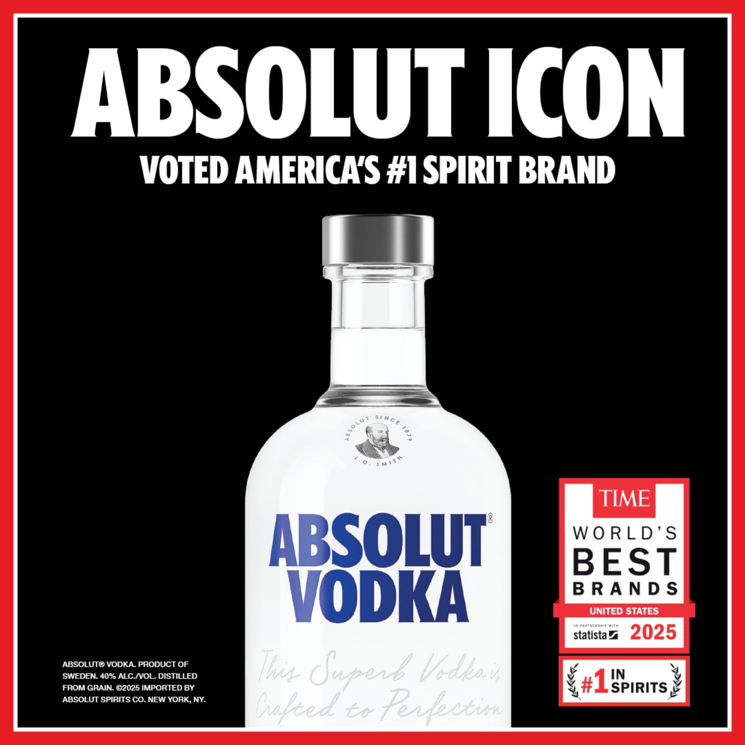 Absolut Original Vodka, 750 ml Bottle, 40% ABV