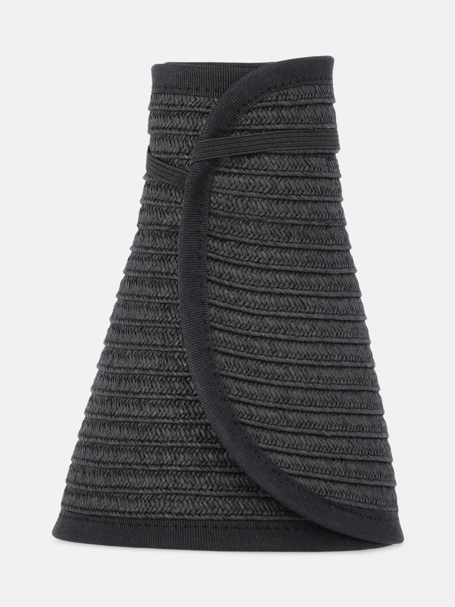 Time and Tru Women's Packable Straw Visor Hat, Black