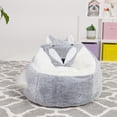 thumbnail image 2 of Posh Creations Cute Soft Bean Bag Chair for Kids, Furry, 2.5ft, Large, Animal - Silver Fox, 2 of 2