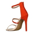 thumbnail image 3 of Women Faux Suede Colorblock Triple Straps Open Toe Stiletto Heel Sandal 18424, 3 of 6