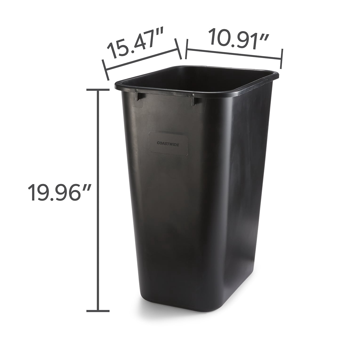 Staples Coastwide Professional Indoor Trash Can Without Lid Black Soft Molded Plastic 10.25 Gallon